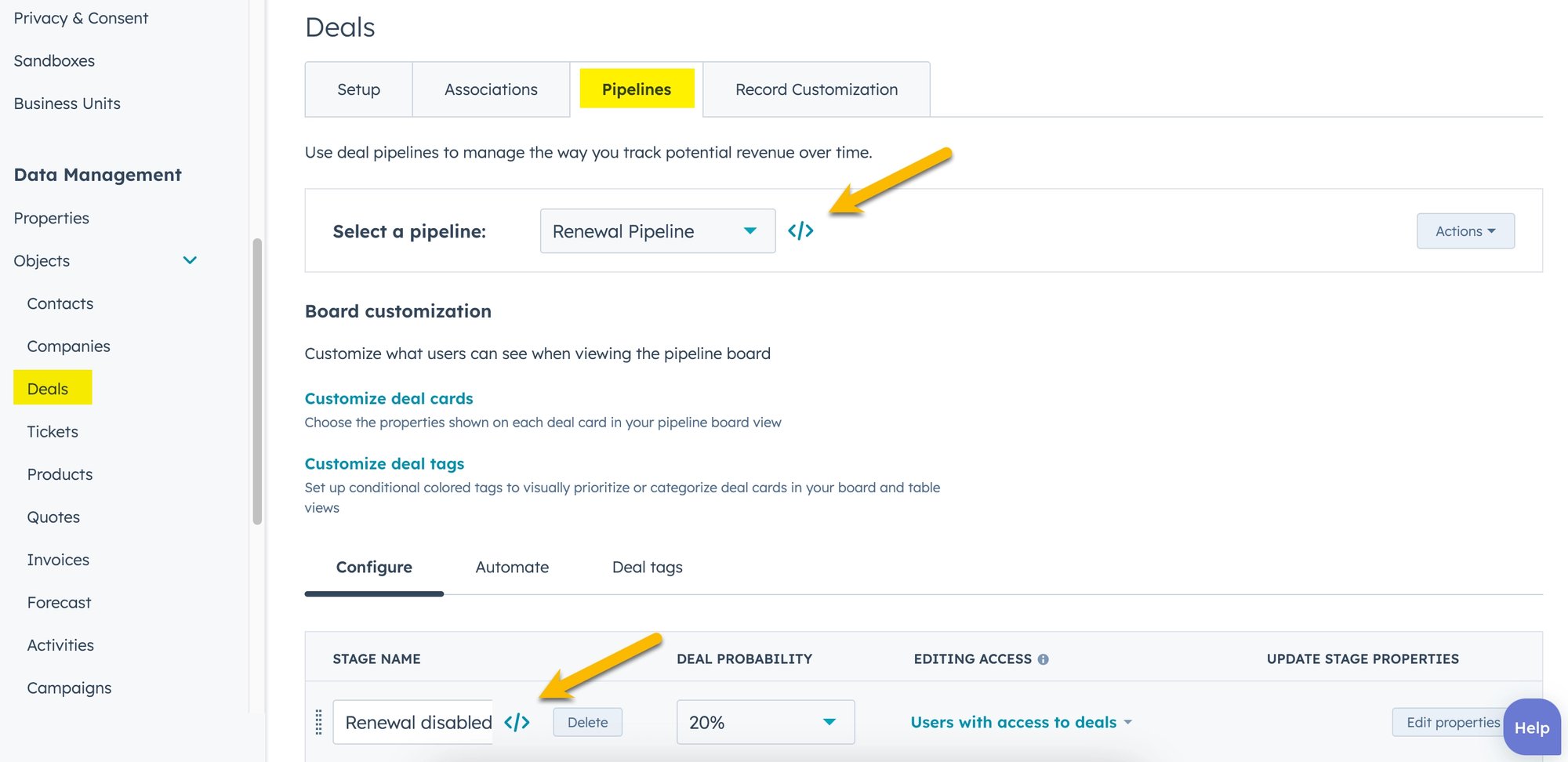 Deal and pipeline ID Deal and pipeline ID